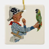  kind, jongen die pirate Parrot Bird speelt Keramisch Ornament (Voorkant)