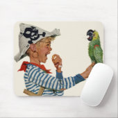  kind, jongen die pirate Parrot Bird speelt Muismat (Met muis)