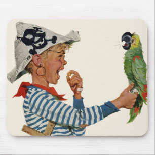kind, jongen die pirate Parrot Bird speelt Muismat