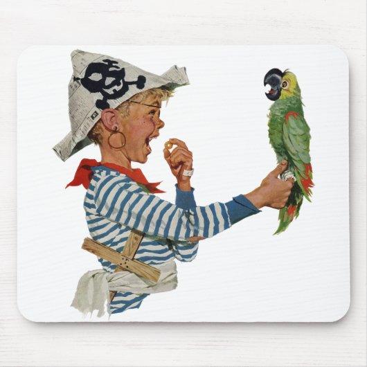  kind, jongen die pirate Parrot Bird speelt Muismat (Voorkant)