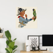  kind, jongen die pirate Parrot Bird speelt Poster (Thuiskantoor)