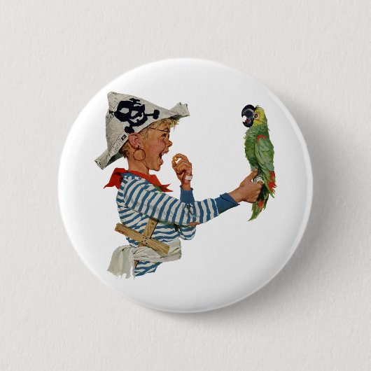 kind, jongen die pirate Parrot Bird speelt Ronde Button 5,7 Cm (Voorkant)