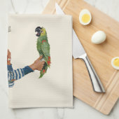 kind, jongen die pirate Parrot Bird speelt Theedoek (Quarter Fold)