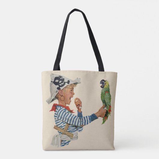  kind, jongen die pirate Parrot Bird speelt Tote Bag (Achterkant)