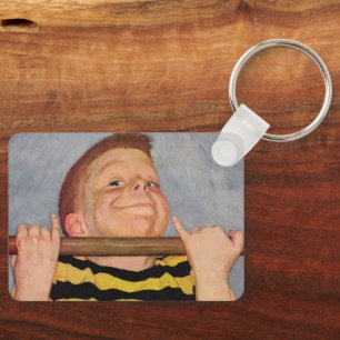 Kind, Jongen Doing Chin Ups, Uitoefening Sport Sleutelhanger