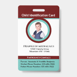 Kind jongen meisje foto ID identiteitskaart badge
