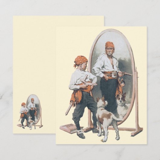 Kind, Jongen Pirate, Dog, Mirror, Buccaneer (Voorkant / Achterkant)