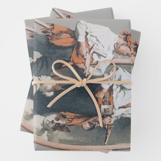  Kind, Jongen Pirate, Dog, Mirror, Buccaneer Inpakpapier Vel (In situ)