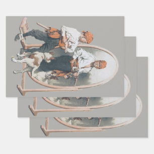 Kind, Jongen Pirate, Dog, Mirror, Buccaneer Inpakpapier Vel