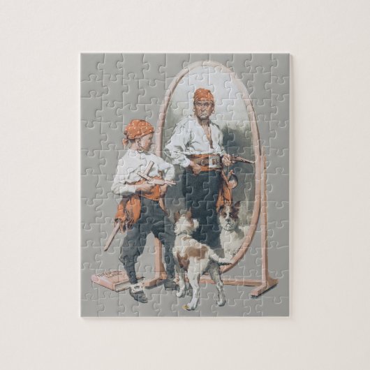 Kind, Jongen Pirate, Dog, Mirror, Buccaneer Legpuzzel (Verticaal)