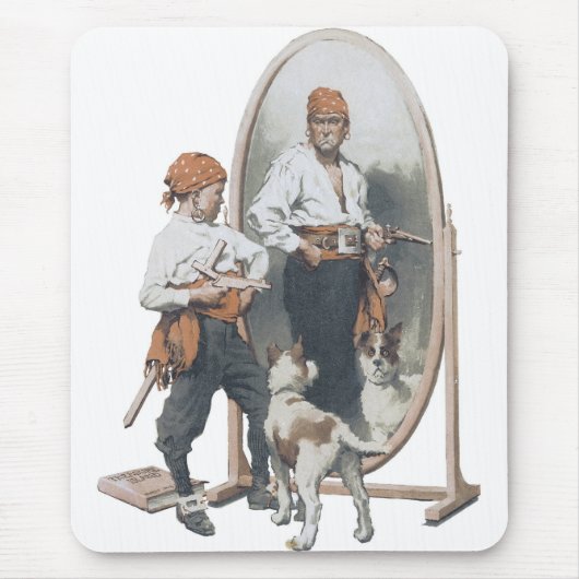  Kind, Jongen Pirate, Dog, Mirror, Buccaneer Muismat (Voorkant)