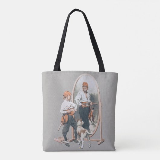  Kind, Jongen Pirate, Dog, Mirror, Buccaneer Tote Bag (Achterkant)