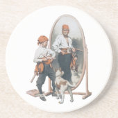  Kind, Jongen Pirate, Dog, Mirror, Buccaneer Zandsteen Onderzetter (Voorkant)