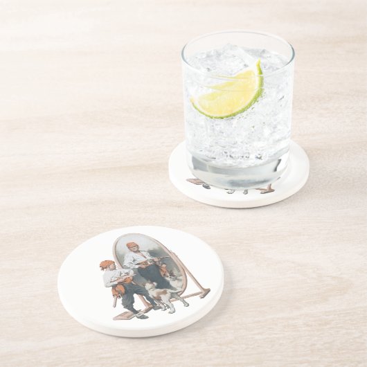  Kind, Jongen Pirate, Dog, Mirror, Buccaneer Zandsteen Onderzetter (Zijkant)