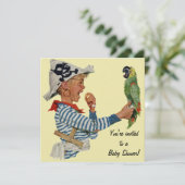 kind, jongen Pirate Parrot Bird, Baby shower Kaart (Staand voorkant)