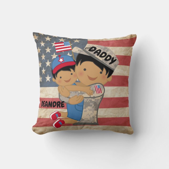 Kind jongen, zoon, hoegende soldaat Pap Pillow Kussen (Voorkant)