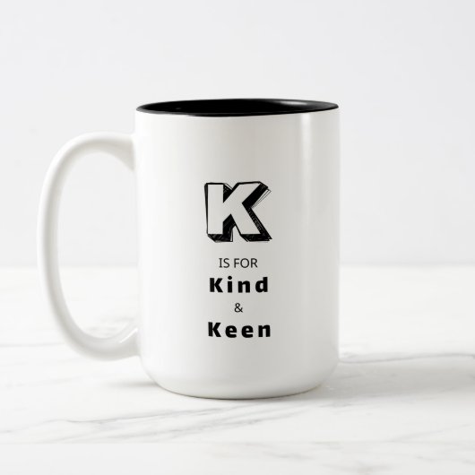 Kind K - Gepersonaliseerde luxe lof mok (Links)