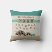 Kind kamer Ladybugs toevoegen naam groen Kussen (Achterkant)