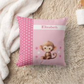 Kind kamer Voeg naam schattig aap roze Kussen (Deken)