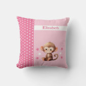 Kind kamer Voeg naam schattig aap roze Kussen (Voorkant)