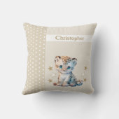 Kind kamer Voeg naam schattig luipaard bruin Kussen (Achterkant)