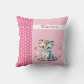 Kind kamer Voeg naam schattig luipaard roze Kussen (Achterkant)
