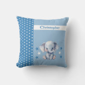 Kind kamer Voeg naam schattig olifant blauw Kussen (Voorkant)