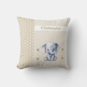 Kind kamer Voeg naam schattig olifant bruin Kussen (Voorkant)