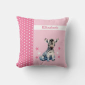 Kind kamer Voeg naam schattig zebra roze Kussen (Voorkant)