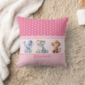 Kind kamer Voeg naam schattige dieren toe roze Kussen (Deken)