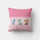 Kind kamer Voeg naam schattige dieren toe roze Kussen (Voorkant)