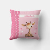 Kind kamer Voeg naam schattige giraffe roze Kussen (Achterkant)