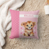 Kind kamer Voeg naam schattige leeuw roze Kussen (Deken)