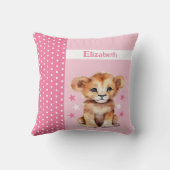 Kind kamer Voeg naam schattige leeuw roze Kussen (Achterkant)