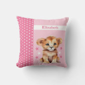 Kind kamer Voeg naam schattige leeuw roze Kussen (Voorkant)