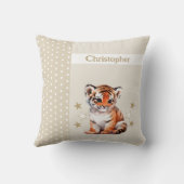 Kind kamer Voeg naam schattige tijger bruin Kussen (Achterkant)