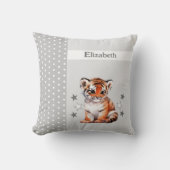 Kind kamer Voeg naam schattige tijger grijs Kussen (Voorkant)