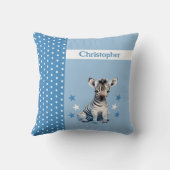 Kind kamer Voeg naam toe schattig zebra blauw Kussen (Achterkant)