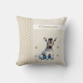 Kind kamer Voeg naam toe schattig zebra bruin Kussen (Voorkant)