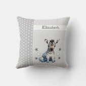 Kind kamer Voeg naam toe schattig zebra grijs Kussen (Achterkant)