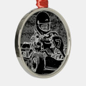 Kind Kart in zwart-wit Metalen Ornament (Rechts)