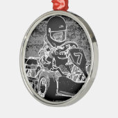 Kind Kart in zwart-wit Metalen Ornament (Links)