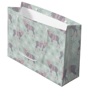 Kind kerst met winterrendieren Snowflake Groot Cadeauzakje