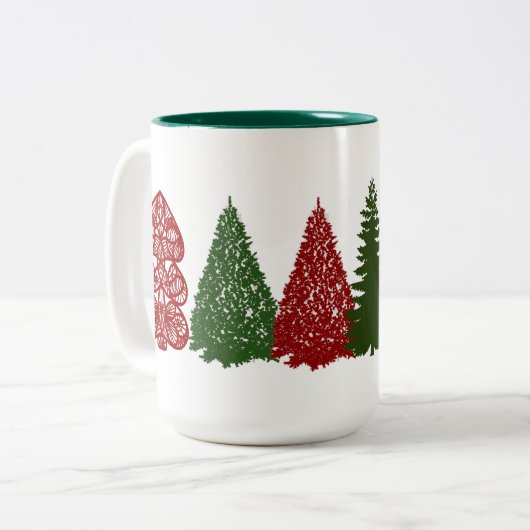 Kind kerstbomen Art Row Party Mok (Voorkant links)