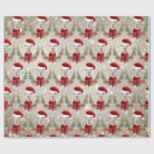 Kind kerstgeit in Santa Hat en Scarf Gold Cadeaupapier (Vlak)