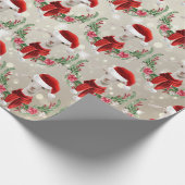 Kind kerstgeit in Santa Hat en Scarf Gold Cadeaupapier (Hoek)