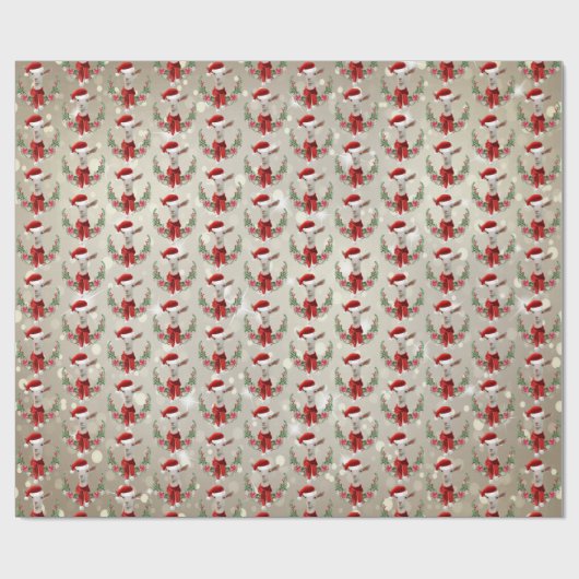 Kind kerstgeit in Santa Hat en Scarf Gold Cadeaupapier (Vlak)