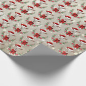 Kind kerstgeit in Santa Hat en Scarf Gold Cadeaupapier (Hoek)