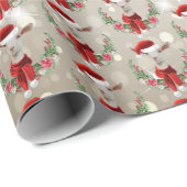 Kind kerstgeit in Santa Hat en Scarf Gold Cadeaupapier (Rol Hoek)