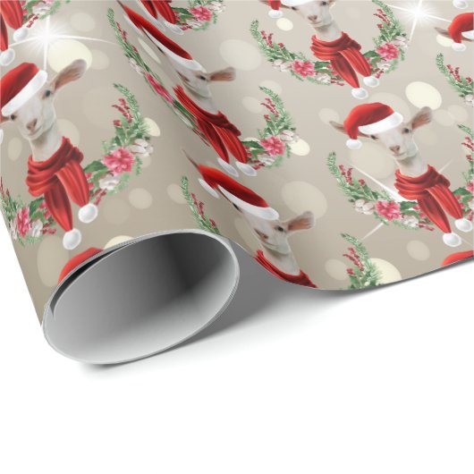 Kind kerstgeit in Santa Hat en Scarf Gold Cadeaupapier (Rol Hoek)